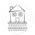 Brushstroke White Picket Fence House stickers