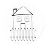 Brushstroke White Picket Fence House stickers