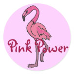 BT- Pink Power Flamingo Sickers Round Stickers
