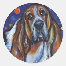 Bubble Basset Round Stickers