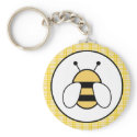 Bubble Bee with Plaid Background keychains