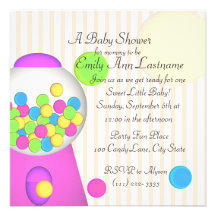 Bubblegum Baby Shower Personalised Announcement
