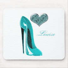 Bubblegum Blue Stiletto Shoe and 3D Heart Art Mousemats