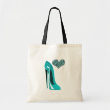 Bubblegum Blue Stiletto Shoe and 3D Heart Tote Bags
