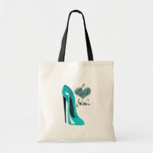 Bubblegum Blue Stiletto Shoe and 3D Heart Tote Bag