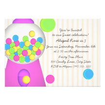 Bubblegum Candy Birthday Personalised Invite