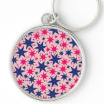 Bubblegum Stars, Pink & Navy, graphics design Key Chains