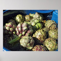 Bubbling Blue Pot of Artichokes Posters