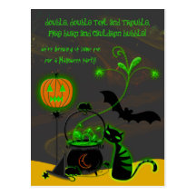 Bubbling Cauldron Halloween Party Invitation Post Cards