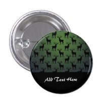 Buck Deer Pattern on Green Pinback Button