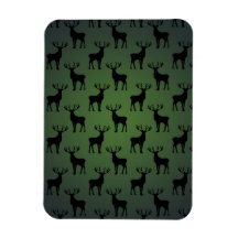 Buck Deer Pattern on Green Rectangular Magnet