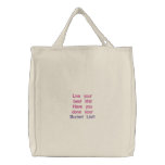 Bucket List Embroidered Bag embroidered bags