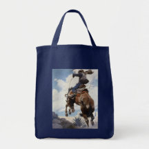 Bucking by NC Wyeth, Vintage Cowboy Rodeo Horse Bag