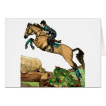 buckskin big leap xc HORSE ART Eventing Cards