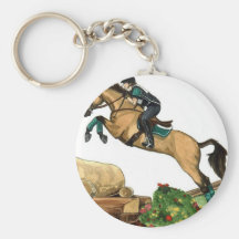 buckskin big leap xc HORSE ART Eventing Key Chain