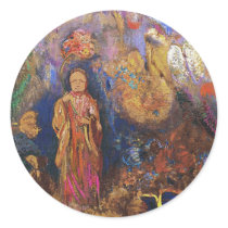 Buddha and the Flower by Odilon Redon Round Stickers