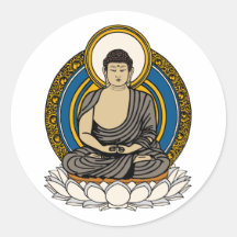 Buddha Dhyana Mudra Round Sticker