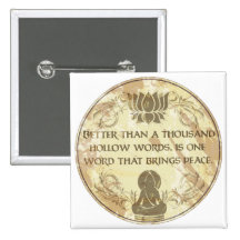 Buddha Hollow Words Pinback Button