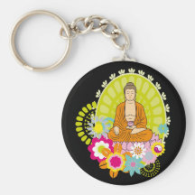 Buddha in Spring Flowers Key Chains