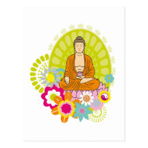 Buddha in Spring Flowers Post Card