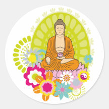 Buddha in Spring Flowers Sticker