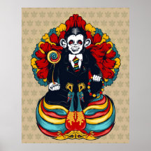 Buddha monkey Art Print