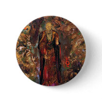 Buddha Walking Among the Flowers Pinback Button