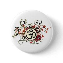 Buddhist Floral Om Button