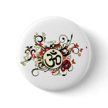 Buddhist Floral Om buttons