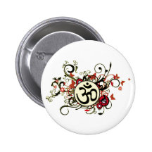Buddhist Floral Om Button