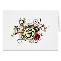 Buddhist Floral Om Greeting Card