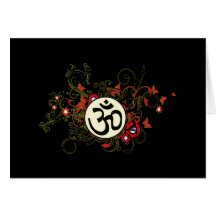 Buddhist Floral Om Greeting Card