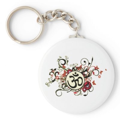 Buddhist Floral Om Keychain by BuddhaGifts