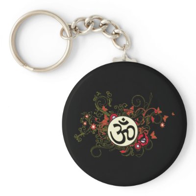 Buddhist Floral Om Keychain by BuddhaGifts