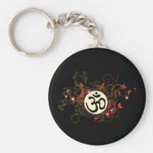 Buddhist Floral Om Keychain