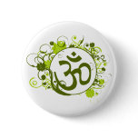 Buddhist Green Floral Om buttons