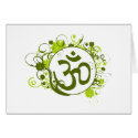 Buddhist Green Floral Om cards