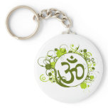 Buddhist Green Floral Om keychains