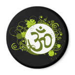 Buddhist Green Floral Om magnets