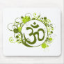 Buddhist Green Floral Om Mouse Mat