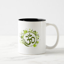 Buddhist Green Floral Om Mug