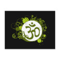 Buddhist Green Floral Om postcards