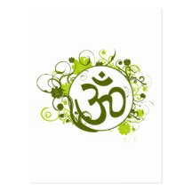 Buddhist Green Floral Om Postcard