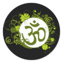 Buddhist Green Floral Om stickers