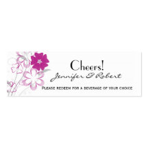 Budding Romance in Fuchsia Wedding Drink Ticket Business Card Templates