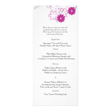 Budding Romance in Fuchsia Wedding Menu Customized Rack Card