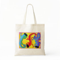 Budget Tote Bag -Carribean Lizards in Sunglasses