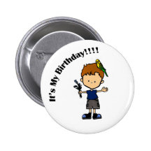Budgie Boy (Brown Hair) Button
