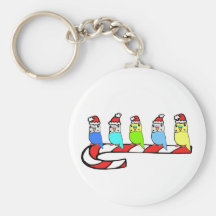 Budgies- Christmas Keychain
