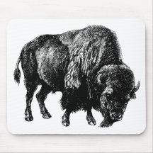 Buffalo American Bison Vintage Wood Engraving Mousepads